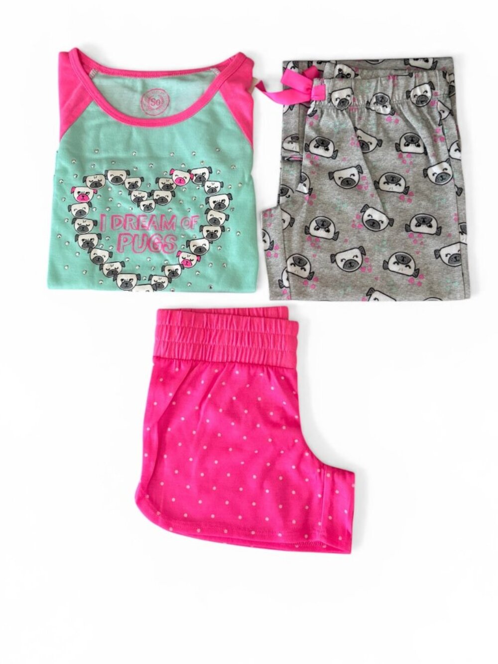 SO 3 Pieces Short Sleeves Girls Pajamas Size XS(5/6)